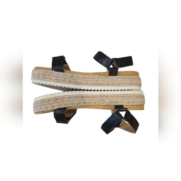 Sun + Stone SZ 8.5 Black Strappy 1.9" Platform Espadrille Loop & Hook Closure - Picture 4 of 8